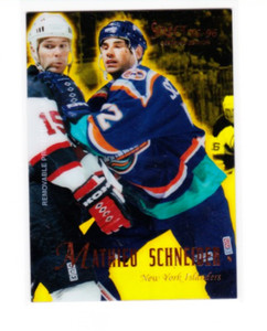 1995 1995-96 SELECT CERTIFIED MATHIEU SCHNEIDER MIRROR GOLD 8 NEW YORK ISLANDERS