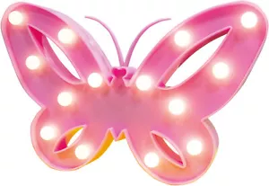 Butterfly LED Standing Light Pink Childs Room Home Night Light Battery Powered - Picture 1 of 3