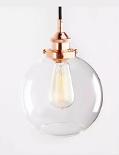 Permo Vintage Industrial Clear Glass LampShade Loft Copper Ceiling Pendant Light