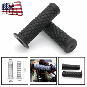 Black Rubber Grips Bar End Thruster Grip For Honda Yamaha Suzuki Kawasaki 7/8" - Picture 1 of 7