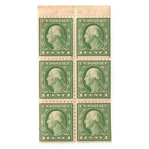 US 1912 Sc# 405b Washington green Mint MNH Booklet Pane of Stamps CV$110 - Picture 1 of 2