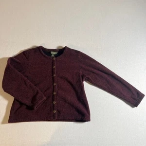L.L. Bean Vintage 90er Damen Strickjacke Gr. Medium rot + schwarz mit Messingknöpfen - Bild 1 von 9