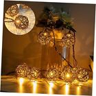  Decorative - Rattan Ball String Lights with 10 Led Bulbs Brown rattan light