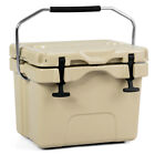  Rotomolded Enhanced Ice Cooler Portable Ice Retention Box w/2 Cup Holder Handle