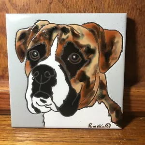 Boxer Dog - Azulejo pintado a mano por Pumpkin Tile - 6 x 6" - D29BRW - Imagen 1 de 1