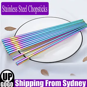 Titanium-plated Rainbow Stainless Steel Chopsticks Dishwasher Safe Tableware AU - Picture 1 of 11