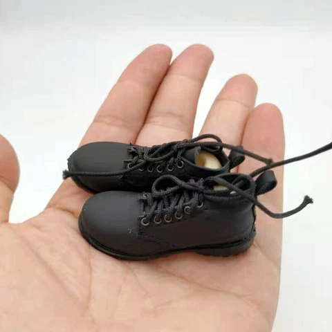Black 1/6 Scale Lace Up Low Top Shoes Model Male Soldier Casual Boots Toy Cover