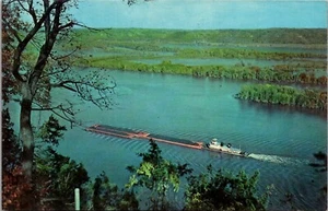 Postcard McGregor Iowa Mississippi River Tow Boat Effigy Mounds Vintage UNP - Picture 1 of 2