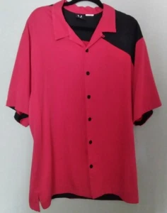 Camisa de Bowling Retro Hiltons Clásica Roja y Negra Abotonada 48" Pecho Para Hombres XL - Imagen 1 de 3