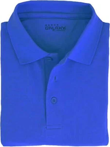 Authentic Galaxy School Uniform Polo Shirt Adult Royal Blue Size 2XL - Picture 1 of 3