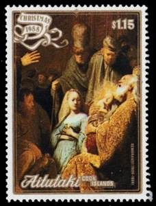AITUTAKI 427 - "Presentation in the Temple" by Rembrandt (pb68366) - Picture 1 of 1