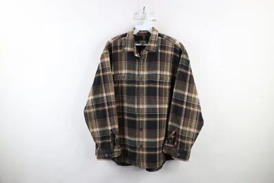 Vintage Cabelas Mens Large Faded Heavyweight Flannel Collared Button Shirt Plaid - Image 1 of 4