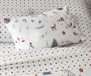 Garnet Hill holiday Snowman Deer Pillow cover Sham Christmas gift party KING o - Picture 1 of 3