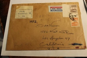 IRAK LUFTPOSTABDECKUNG - ZENSORMARKIERUNG AUF REV 1963 NACH USA - Bild 1 von 4