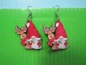 WEIHNACHTSWICHTEL & RENTIER OHRRINGE - 1 1/2" Markenlos - NEU IM BEUTEL - Bild 1 von 7