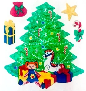 **VINTAGE** Glittery CHRISTMAS TREE theme Sandylion Stickers - Picture 1 of 1