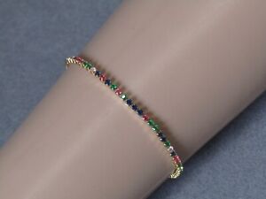 Cubic Zinconia Micro Pave Multi Colour Tennis Slider Adjustable Gold Bracelet