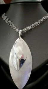 STERLING SILVER ITALY PAOLA VALENTINI LEAF PENDANT ENHANCER- 3 STRAND CHAIN - Picture 1 of 6