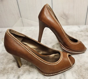 Daisy Fuentes Leder Peeptoe Heels 6M Nähte Vintage Y2K Büro Sirenenkern - Bild 1 von 12