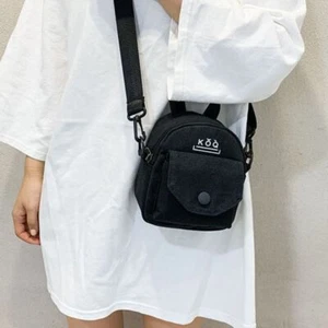 Adjustable Strap Canvas Shoulder Bag Solid Color Small Messenger Bag Outdoor - Picture 1 of 15
