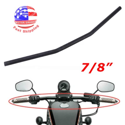 Black 7/8" 22mm Handlebar Drag Straight Bars Fit For Harley Honda Bobber Chopper - Image 1 of 4