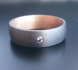 Tantal Ehering Gr. 19 weißer Saphir Edelstein Echtschmuck Hochzeitsring - Picture 1 of 3