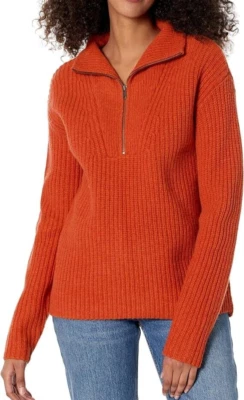 Nuevo con etiquetas Suéter Pendleton ROJO OCRE ESPECIAS Punto Coctelera MEDIA CREMALLERA LANA DE CORDERO Para Mujer L Foto 1 de 4