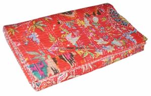 Indian Handmade Red Patchwork Kantha Quilt Blanket Bedding Duvet Queen Bedspread