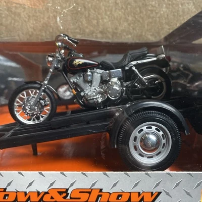 Maisto Harley Davidson remolque y exhibición motocicleta y remolque escala 1/18 diecast Foto 1 de 4