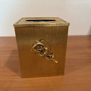 Vintage Stylebuilt Accessoires New York 24k vergoldet Rosen Taschentuch Box Halter - Bild 1 von 8