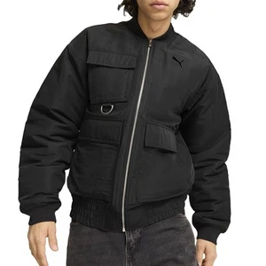 Puma Bomber Full Zip Jacket Mens Black Casual Athletic Outerwear 62650701 - Picture 1 of 6