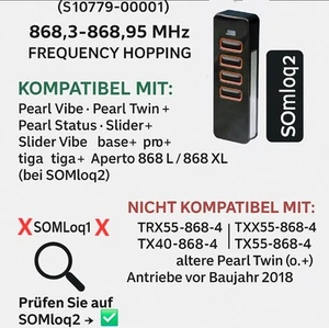 Ersatzhandsender✅️Kompatibel mit Sommer PEARL 868,3-868,95 SOMloq2 Fernbedienung - Bild 1 von 4