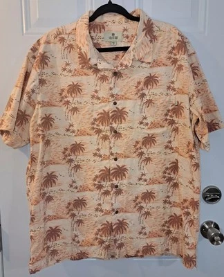  Solitude Hawaiian Shirt Button Up Mens XL  Palm Trees Beige & Peach - Image 1 of 3
