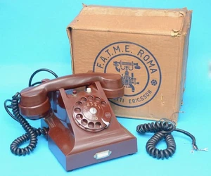 Rare Brown BAKELITE ERICSSON TELEPHONE made under licence F.A.T.M.E. Italy 1960 - Picture 1 of 15