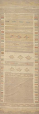 Tapete de corredor Kilim geométrico corante vegetal 3x10 reversível tapete plano - Imagem 1 de 4