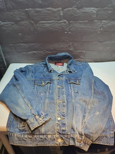 Wrangler Hero Denim Jacket Mens XL Vintage Button Up Trucker Coat, Washed Blue - Picture 1 of 12