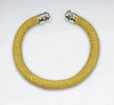 Тайский регулируемый желтый скат кожаный браслет с серебряным закрытием Бесплатная доставка - Изображение 1 из 4