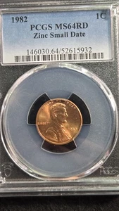 1982 Zinc,Small Date, No MM, Lincoln Memorial Cent. PCGS MS64RD. (52615932) - Picture 1 of 2
