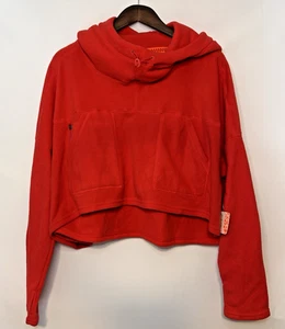 NUEVO CON ETIQUETAS Free People Movement Sudadera con Capucha Roja Polar M Sudadera Cuadrada Bolsillos De Gran Tamaño - Imagen 1 de 12