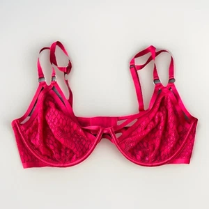 Victoria’s Secret Red Lace Strappy Sexy Bra Size 38D Underwire - Picture 1 of 5