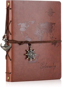 Scrapbook Photo Album,Love Memory World Map Photo Book DIY Vintage Leather Gift - Picture 1 of 7