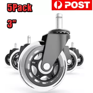 5Pcs Chair Wheels Rollerblade 3" Office Replacement Rolling Caster Grip Ring - Picture 1 of 9