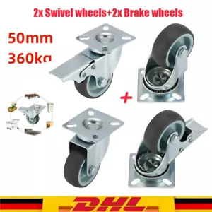 Transportrollen Set 4 x Lenkrollen Bockrollen Vollgummi Schwerlastrollen Möbel - Bild 1 von 13