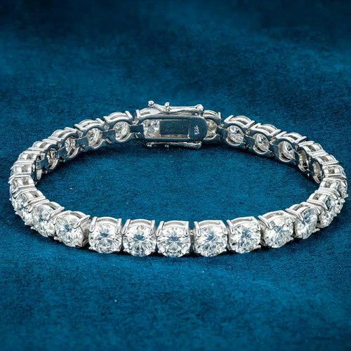 VALENTINO Bracciale donna tennis 4mm tondo VVS1 moissanite 7" placcato oro bianco 14k