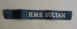 Genuine British Royal Navy Cap Tally Ribbon Cap Band H.M.S. Sultan Cut Length - Picture 1 of 3