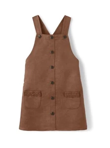 Gymboree Embroidered Brown Suede Sleeveless 2 Pockets Skirtall Dress Girls Sz 8 - Picture 1 of 11