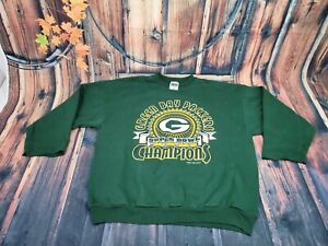 Vintage 1996 Green Bay Packers Super Bowl XXXI Champions Sweatshirt XL Green USA