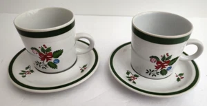 Juego de 2 tazas y platillos navideños vintage de gres Yamaka Japón Noel - Imagen 1 de 6