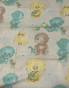 vintage BABY TEDDY BEARS IN DIAPERS poly cotton nursery kids fabric 1.75 Yards - Picture 1 of 6