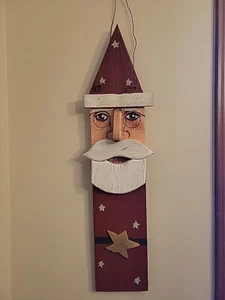 Papá Noel Madera Pintado a Mano Arte Popular Colgante Pared Decoración Papá Noel - Imagen 1 de 16